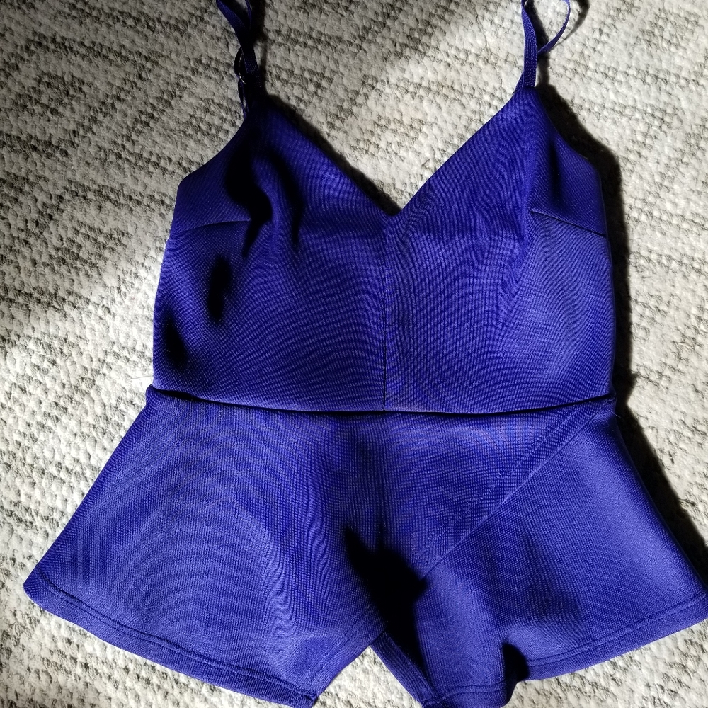 GUESS Purple Spaghetti Strap Peplum Top